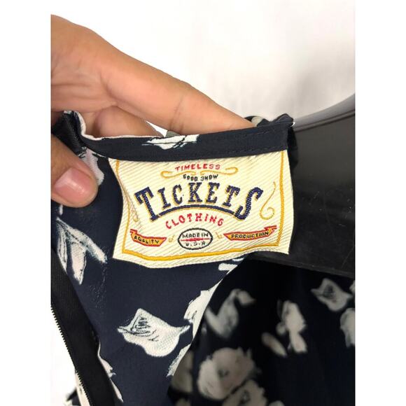 Vintage Black White Floral Slip Dress 90's Y2K Sleeveless Flowy Timeless Tickets - Picture 5 of 10